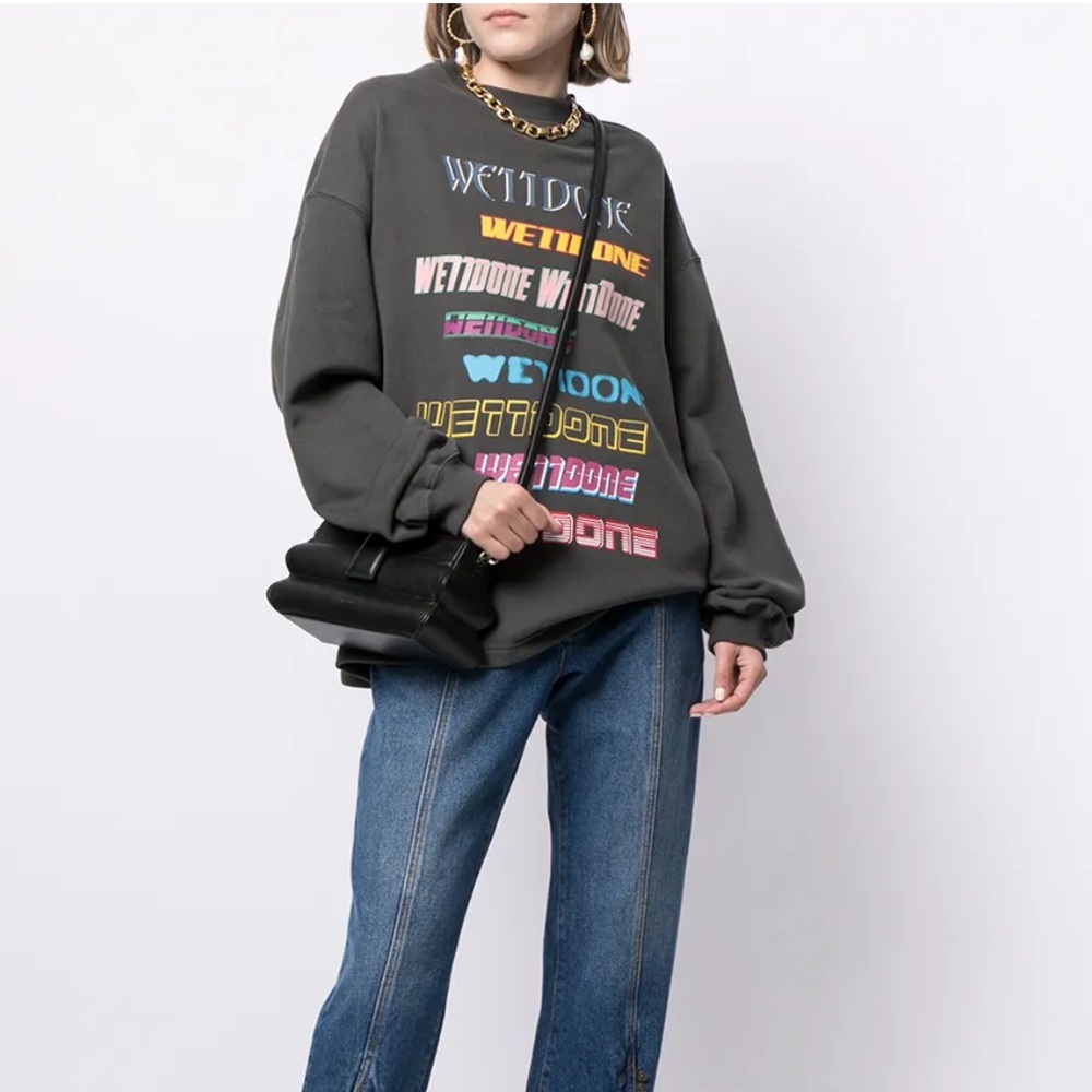 We11done Grey Front Logo Sweatshirt
